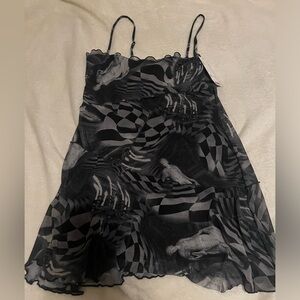 Printed Black Gray White Urban Outfitters Dress